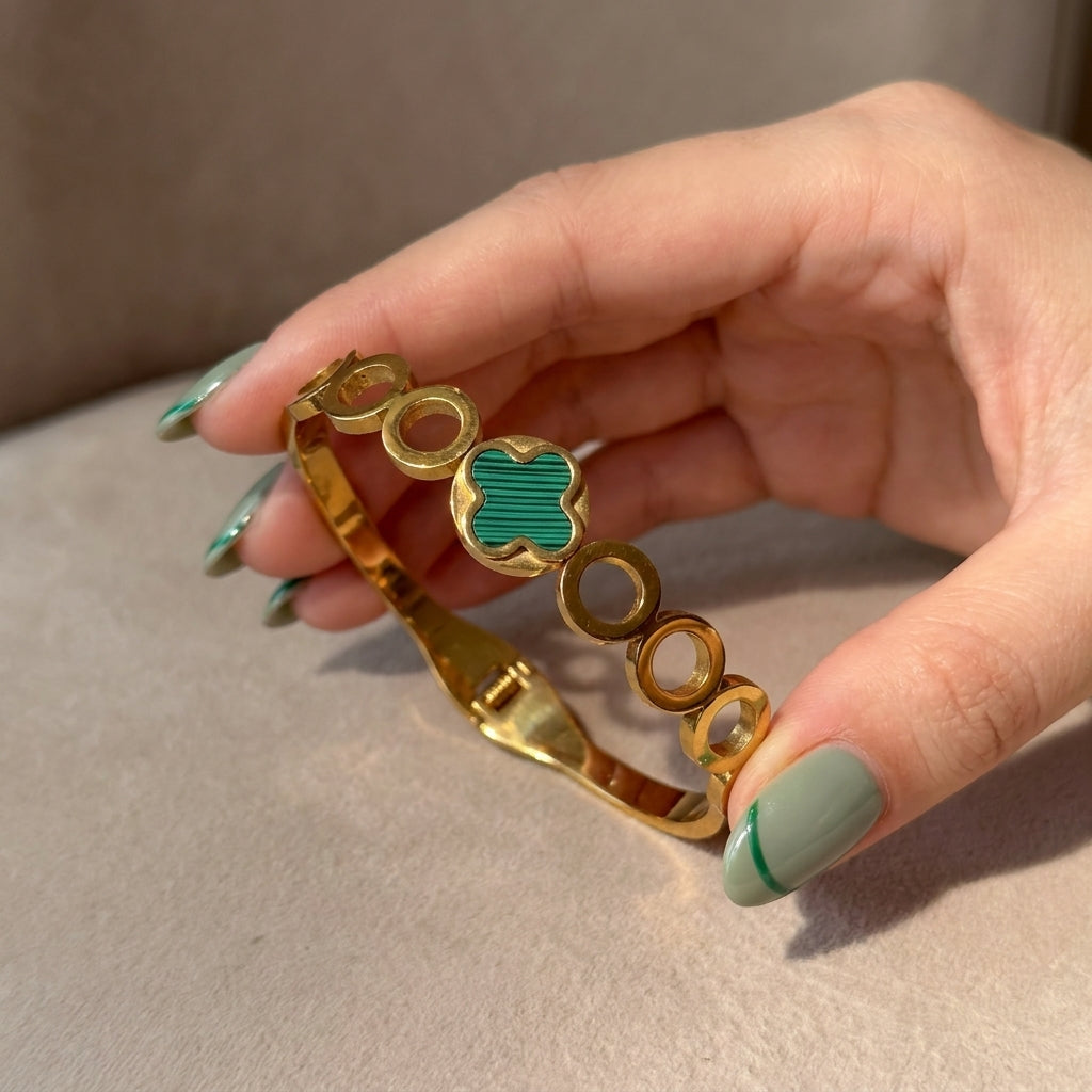 Emerald Clover Charm Bracelet