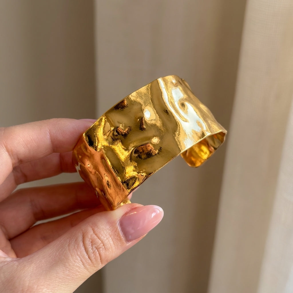 Molten Gold Statement Cuff Bracelet