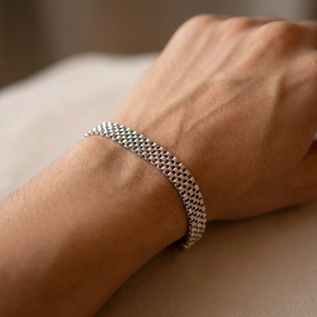 Men’s Silver Weave Chain Bracelet