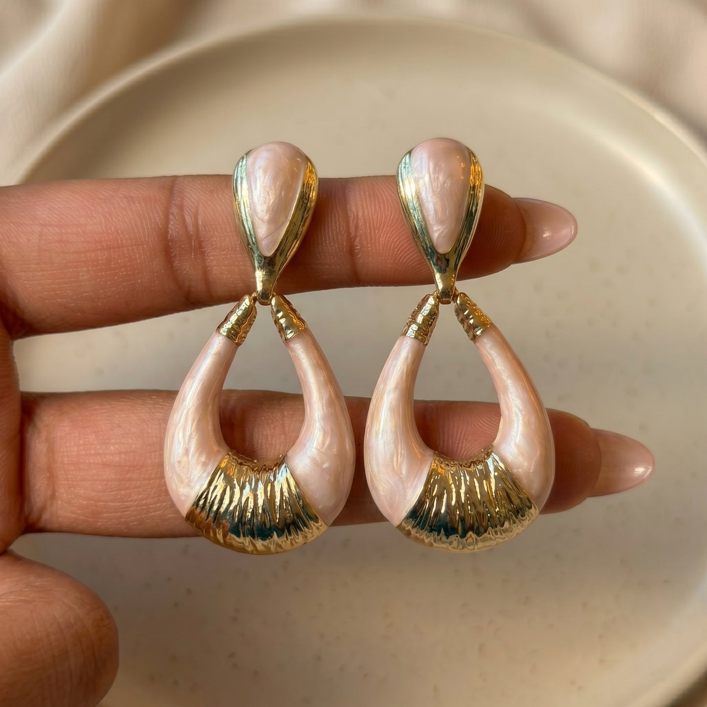 Blush Drop Statement Earrings