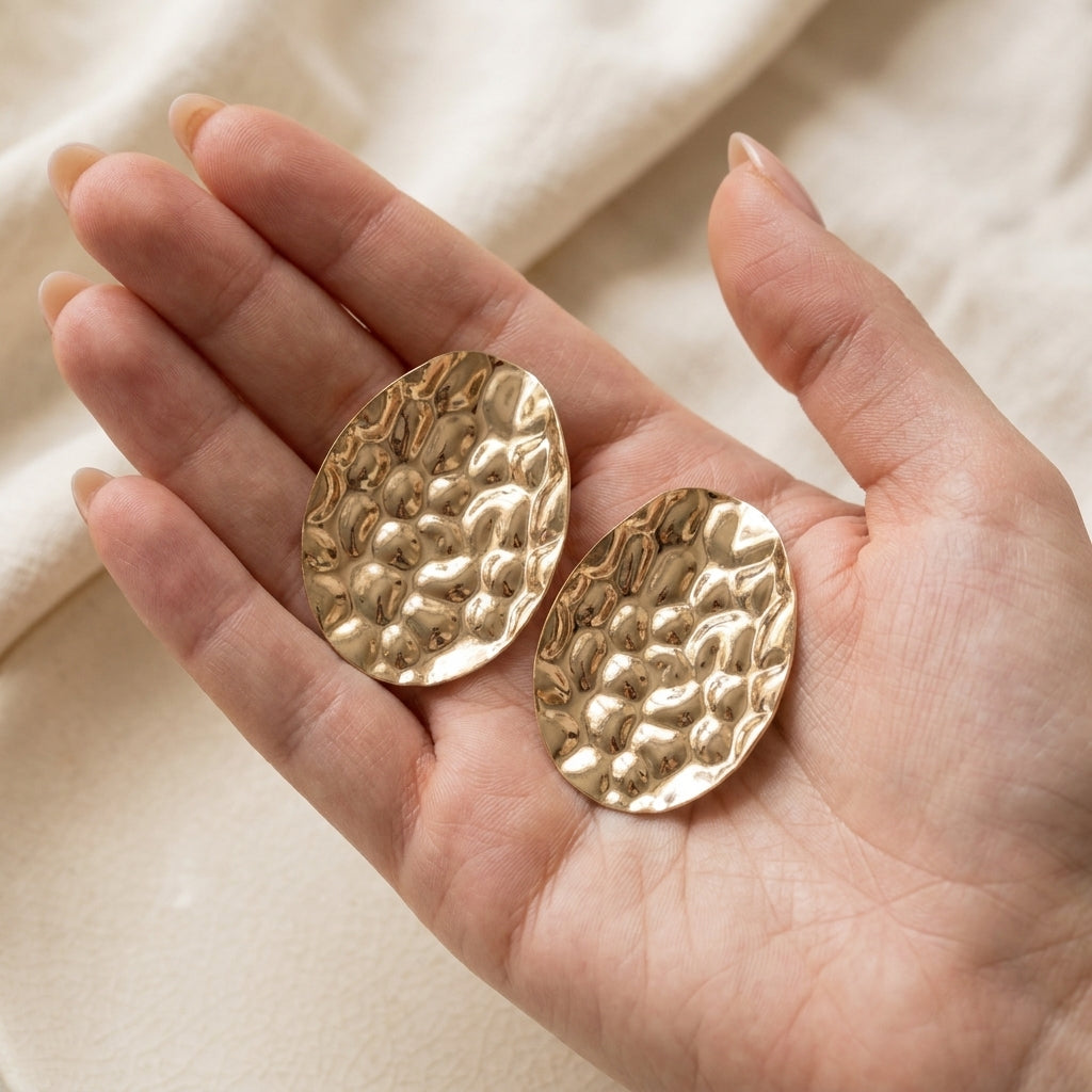 Pebble Gold Statement Earrings