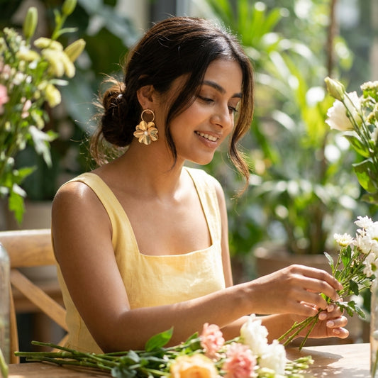Pearl Bloom Hoop Earrings