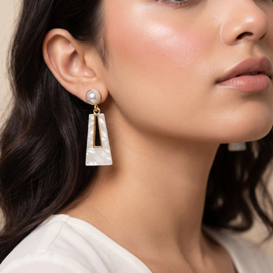 Pearl Frame Drop Earrings