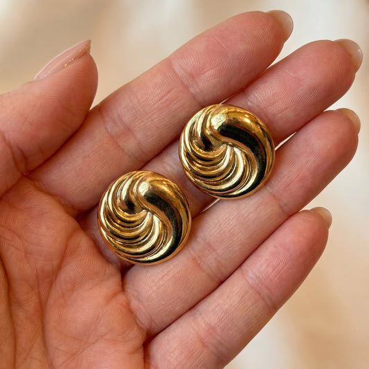 Molten Spiral Gold Studs