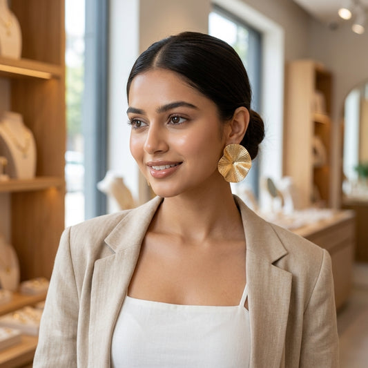 Textured Disc Stud Earrings