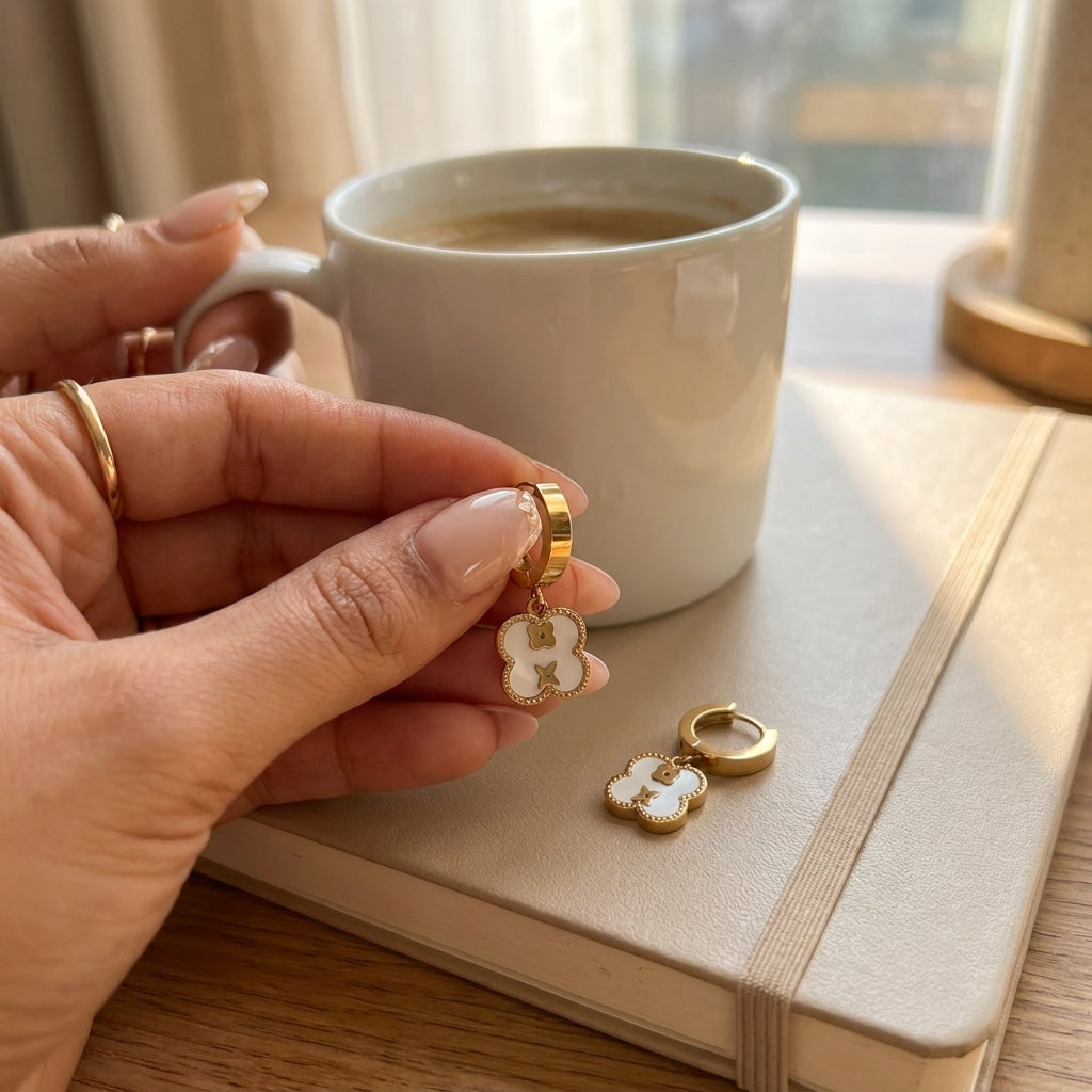 Lucky Clover Hoop Earrings