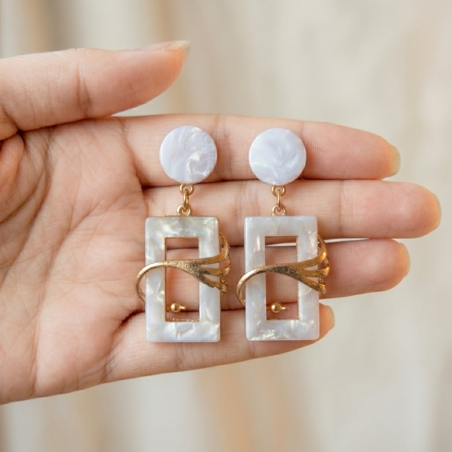 Ivory Frame Statement Earrings