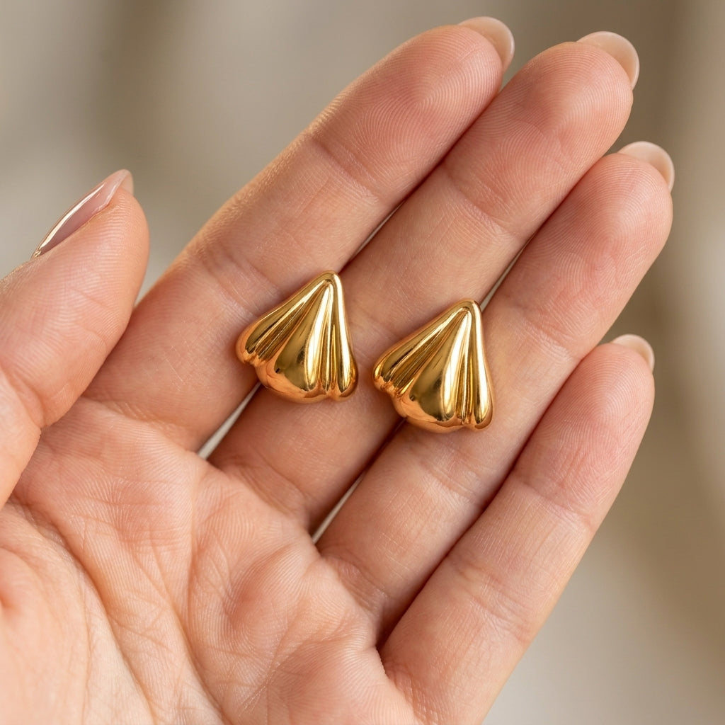 Golden Shell Stud Earrings