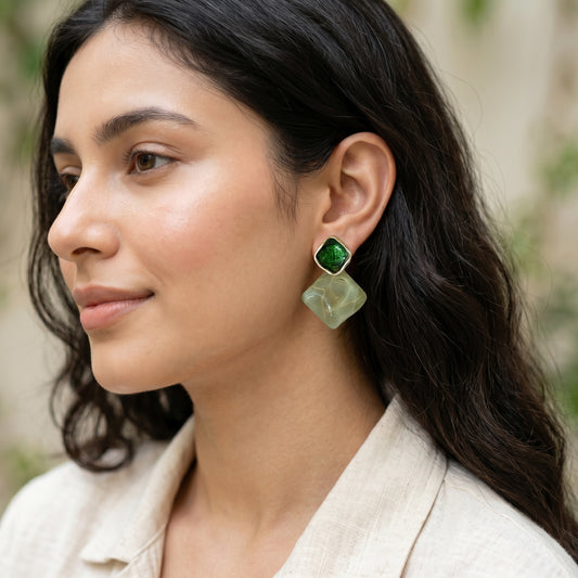 Emerald Marble Drop Earrings