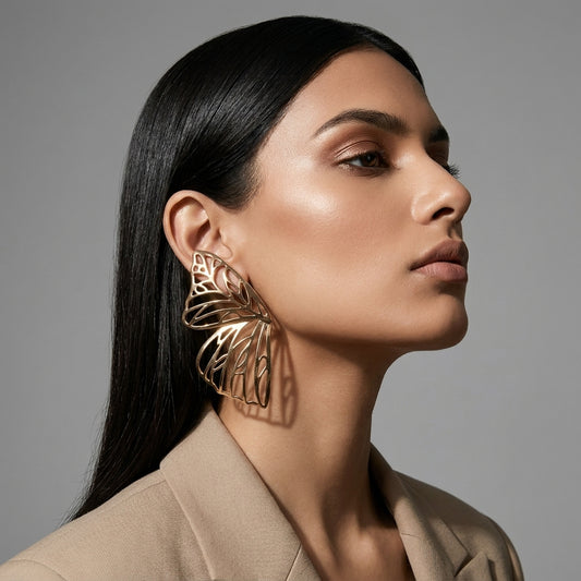 Golden Butterfly Statement Earrings