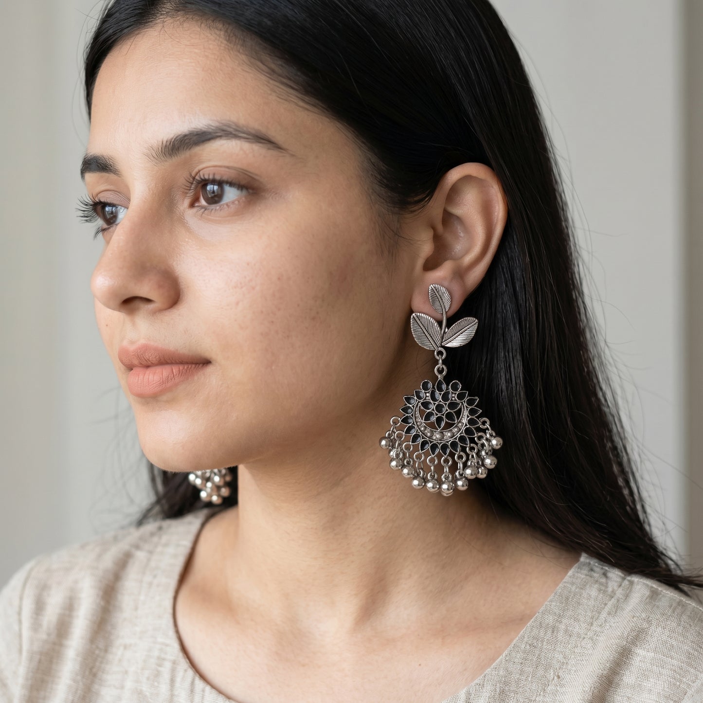 Leaf Chandbali Earrings