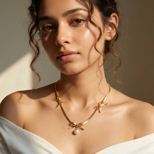 Pearl Whisper Bow Necklace