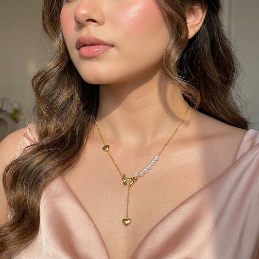 Pearl Heart Drop Necklace
