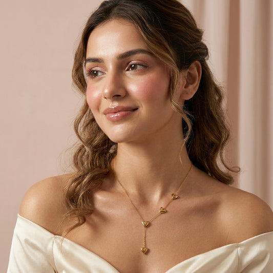 Golden Hearts Drop Necklace