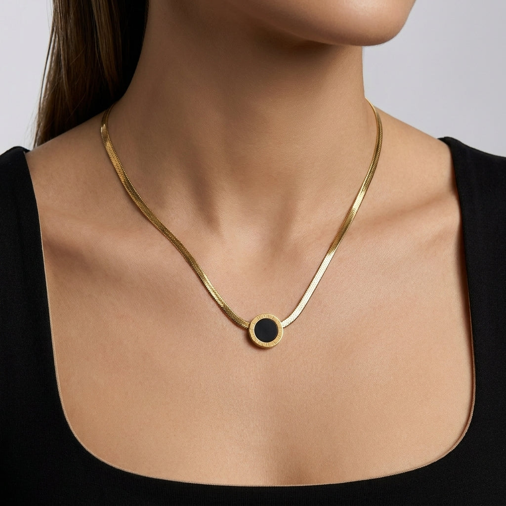 Noir Roman Pendant Necklace