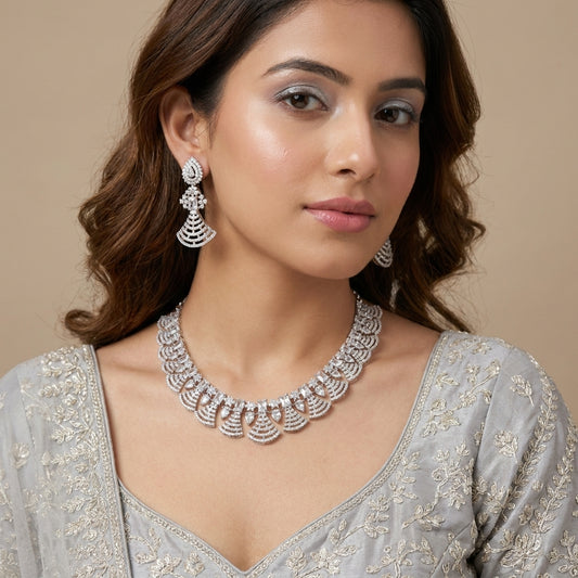 Silver Radiance Statement Necklace Set