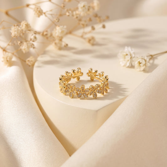 Golden Bloom Adjustable Ring