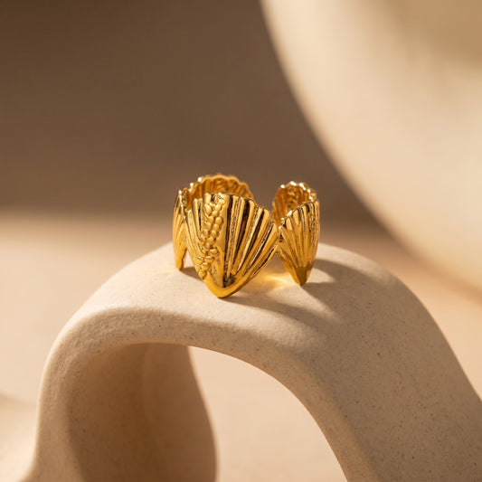 Golden Shell Statement Ring