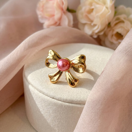 Blush Bow Pearl Ring