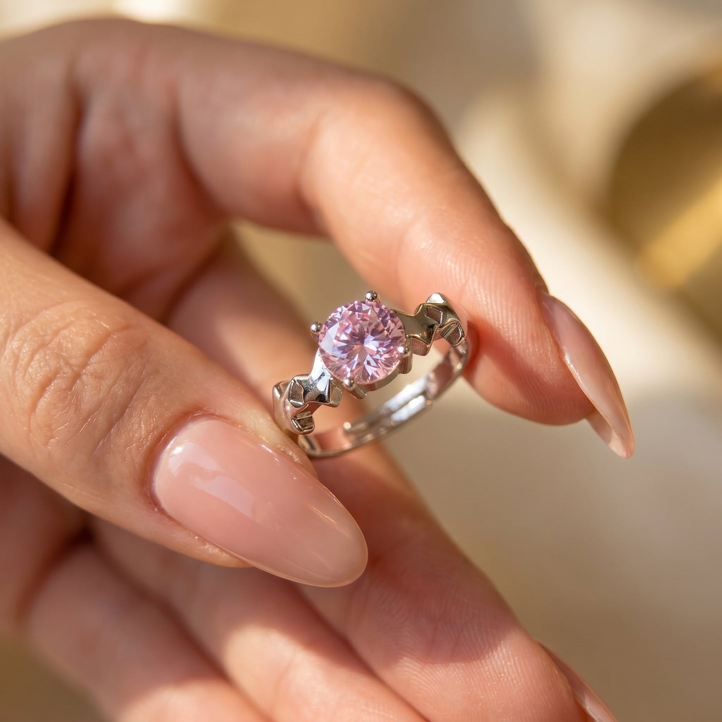 Pink Solitaire Ring