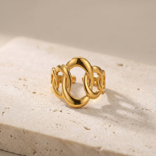 Golden Link Chain Statement Ring
