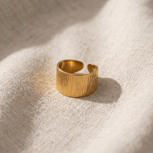 Golden Textured Band Ring