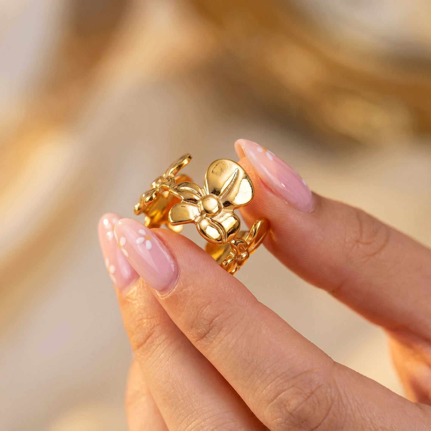 Golden Bloom Floral Ring