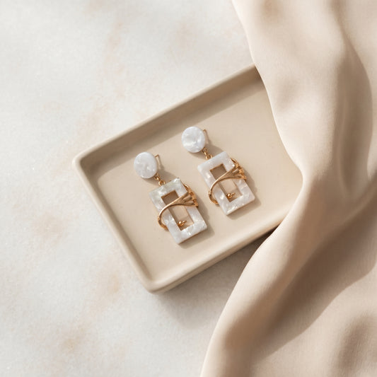 Ivory Frame Statement Earrings