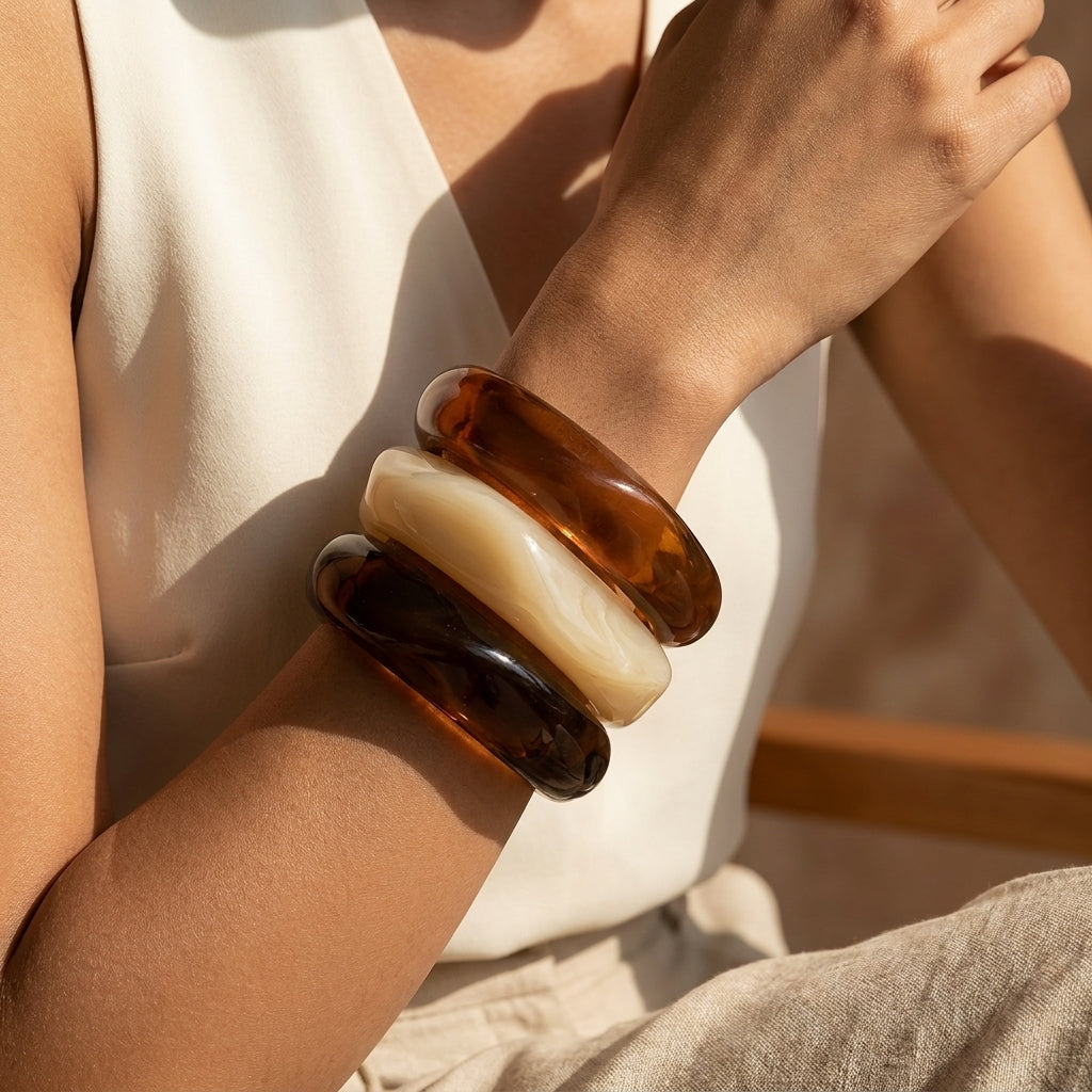 Set of 3 Chunky Resin Bangle