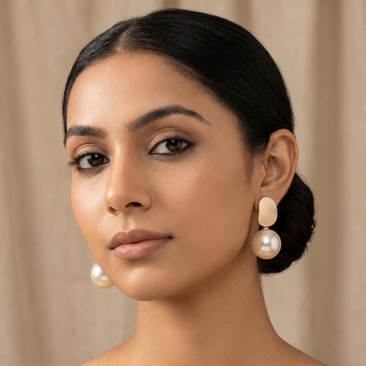 Golden Pearl Drop Earrings