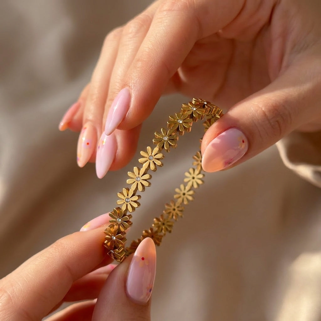 Golden Daisy Charm Bracelet