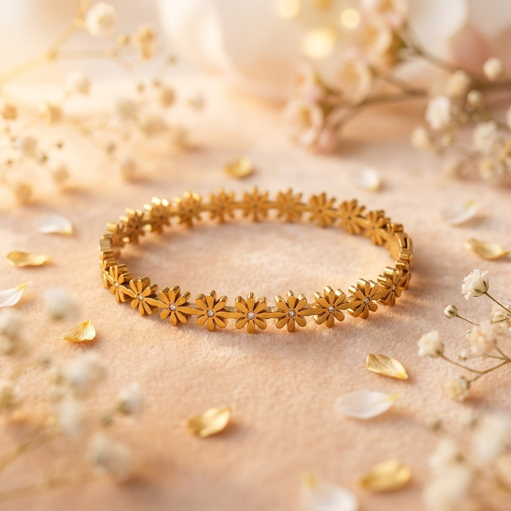 Golden Daisy Charm Bracelet