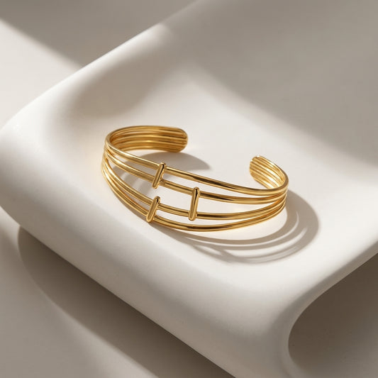 Golden Linear Cuff Bracelet