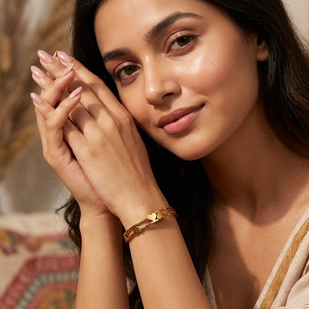 Golden Heart Link Bracelet