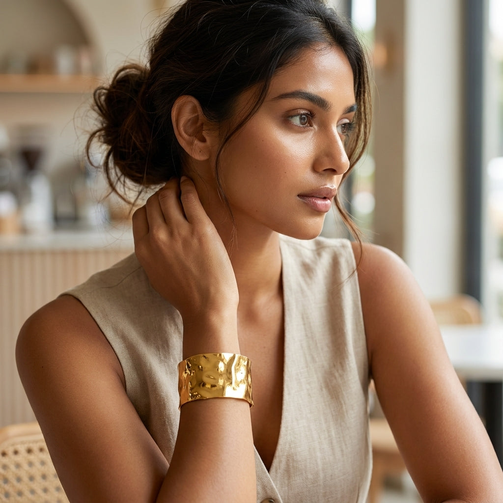 Molten Gold Statement Cuff Bracelet