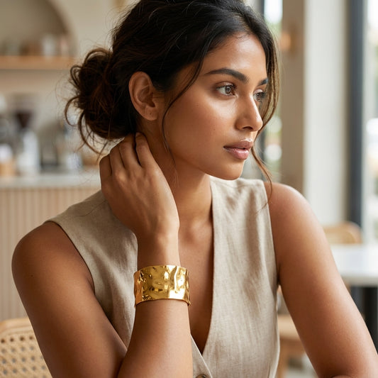 Molten Gold Statement Cuff Bracelet