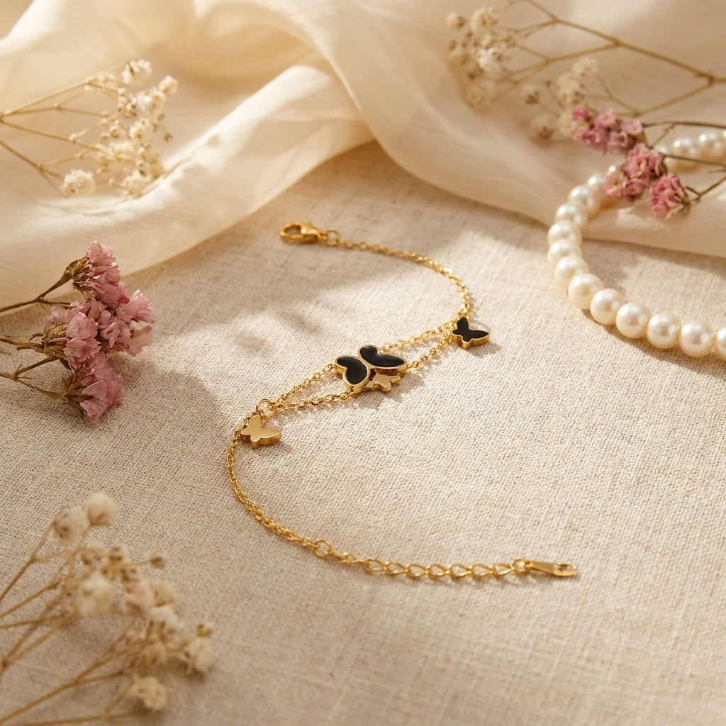 Midnight Butterfly Charm Bracelet