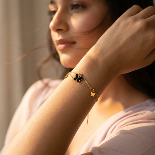 Midnight Butterfly Charm Bracelet