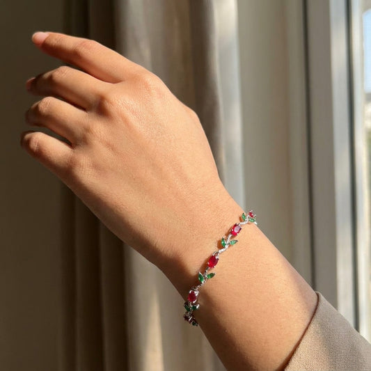 Tulip Ruby Vine Crystal Bracelet