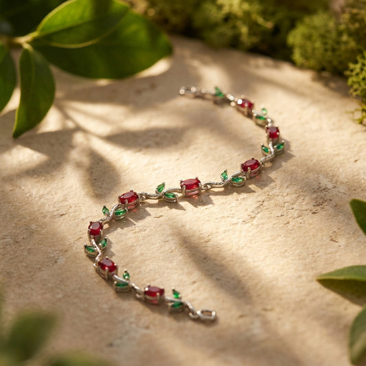 Tulip Ruby Vine Crystal Bracelet