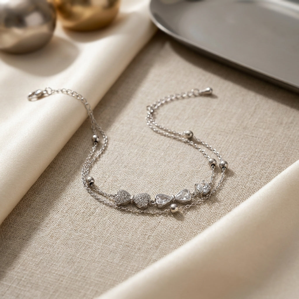 Silver Hearts Charm Bracelet