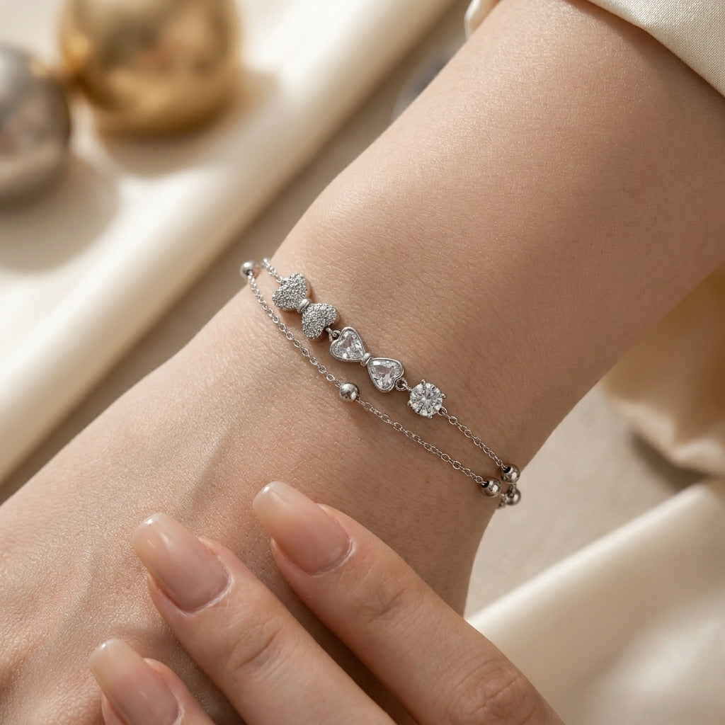 Silver Hearts Charm Bracelet