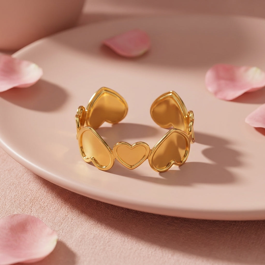 Golden Hearts Cuff Bracelet