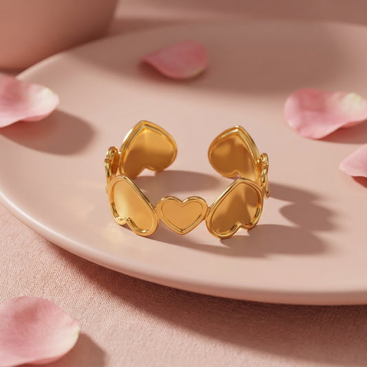 Golden Hearts Cuff Bracelet