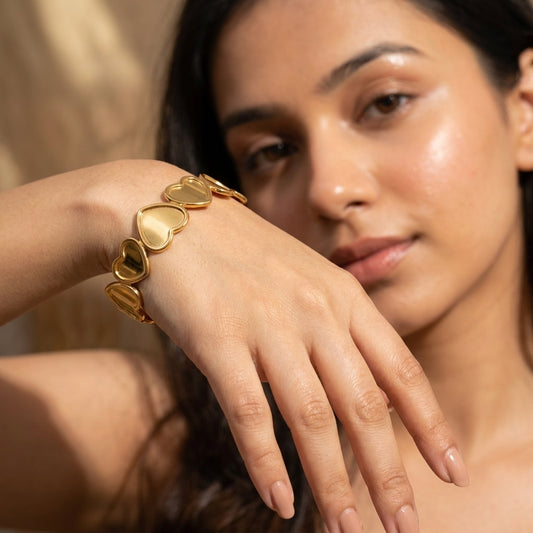 Golden Hearts Cuff Bracelet