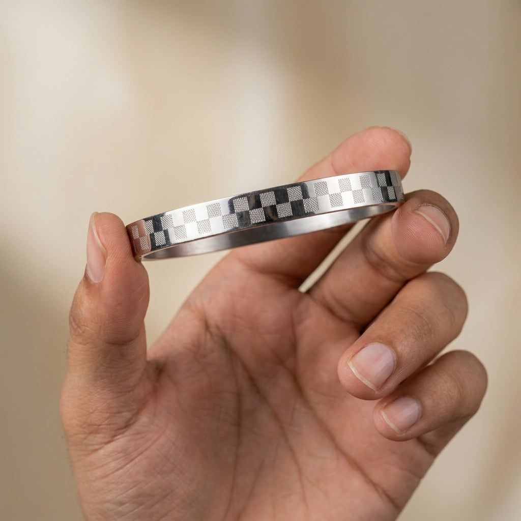 Men’s Silver Checks Kada