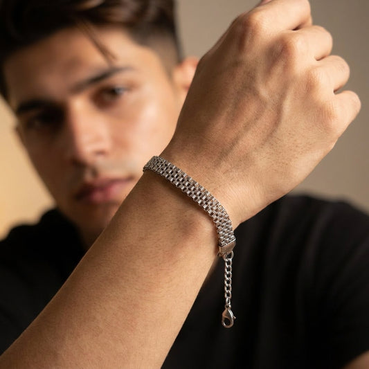 Men’s Silver Weave Chain Bracelet