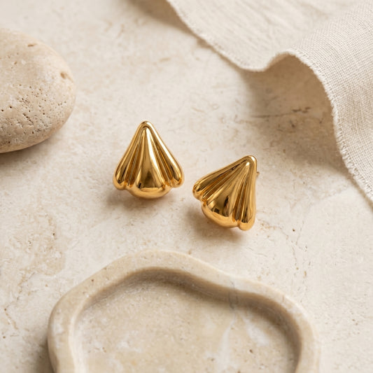 Golden Shell Stud Earrings
