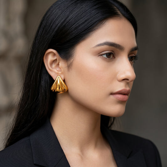 Golden Shell Stud Earrings