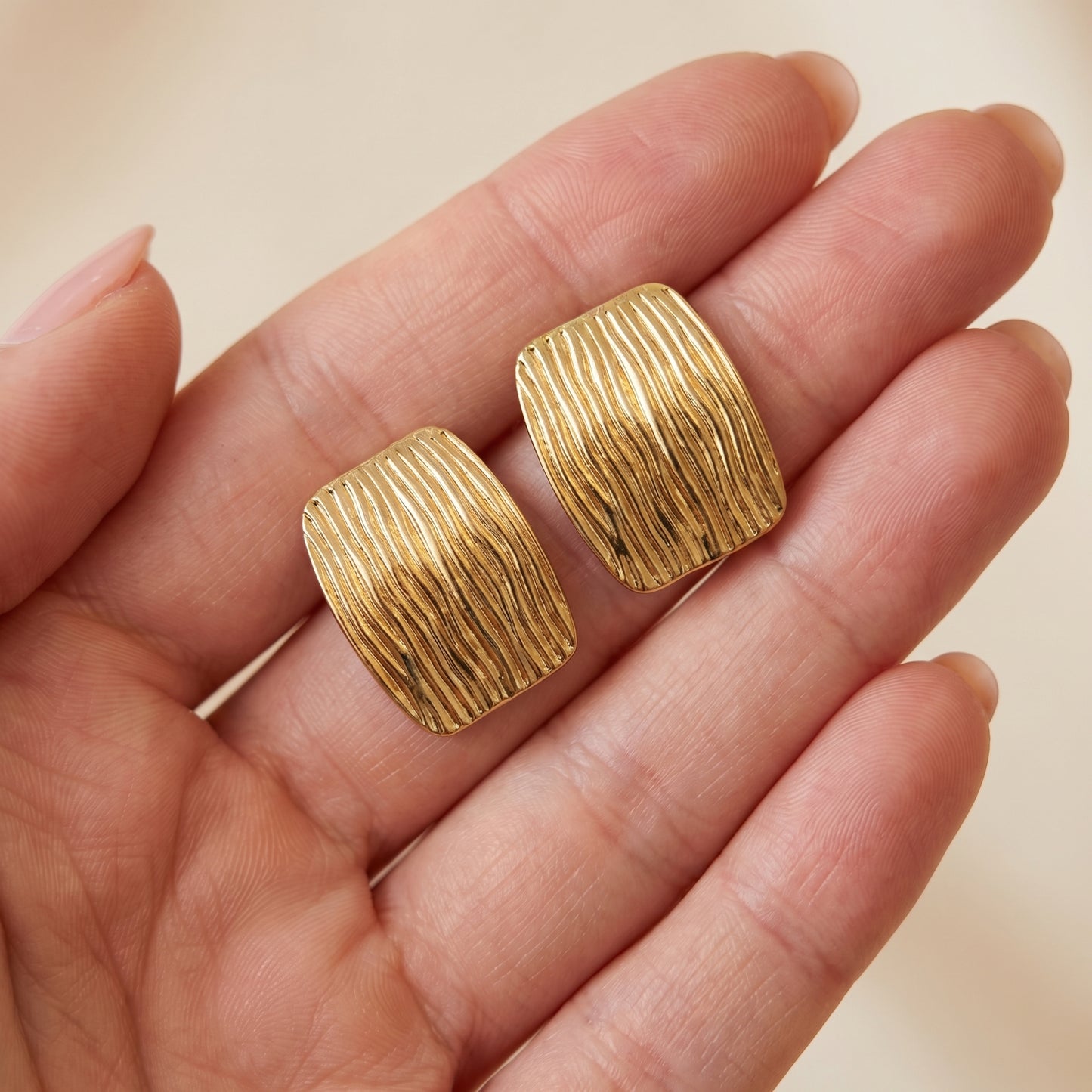 Textured Gold Statement Studs
